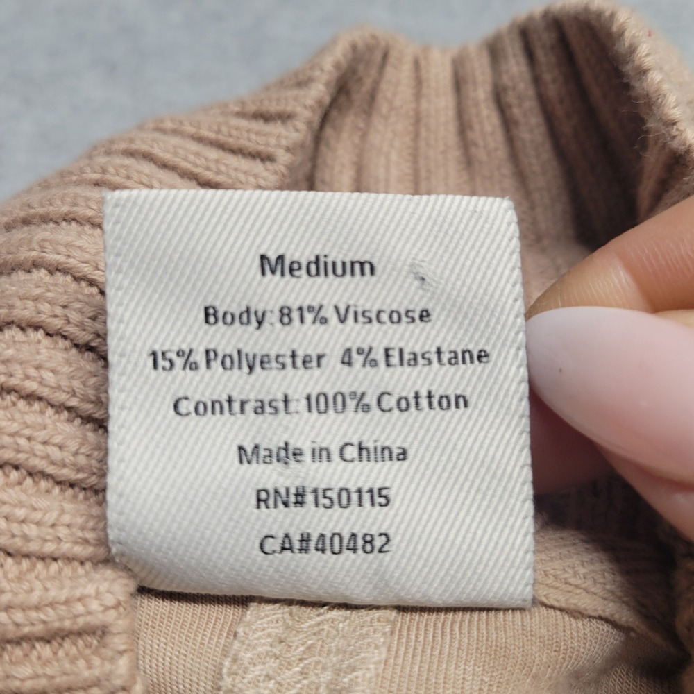 Varley DoubleSoft Niamh Tan Beige Full Zip Ribbed Mock Neck Jacket Medium - Picture 5 of 13